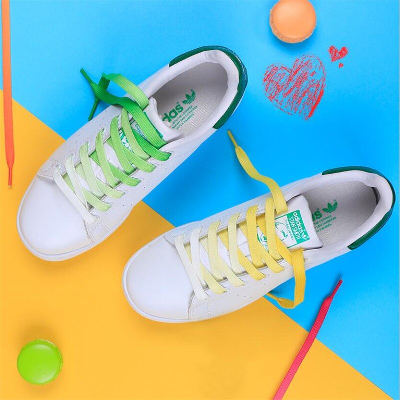 Cordones coloridos a la para zapatillas, cordones de lona de seda con gradiente de caramelo, arcoíris en crecimiento, 1 par