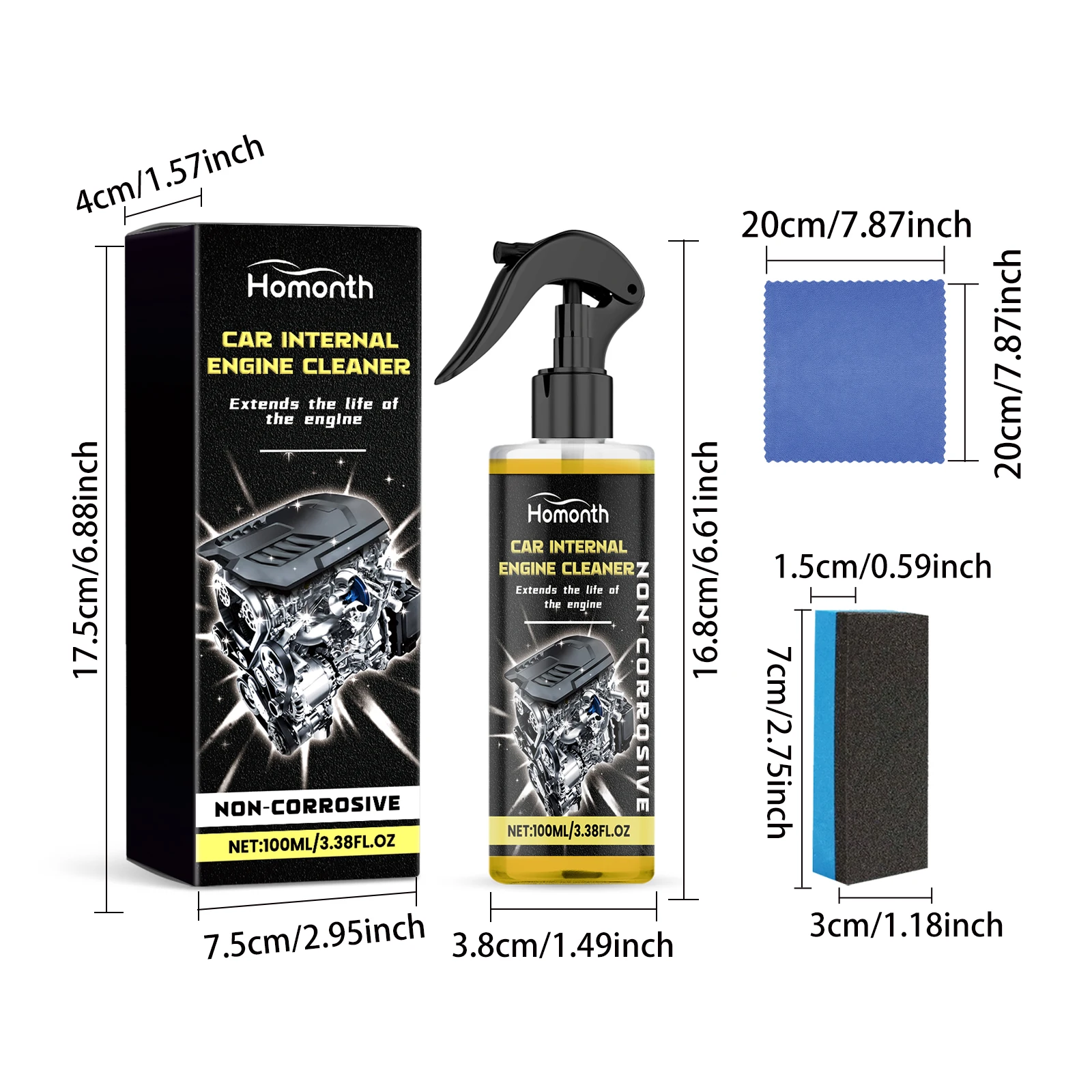 Engine Bay Cleaner Engine Shine Protector Detailer Decontamination Deep Degreasing Compartment Heavy Dust Car Cleaning Tools: GRAY
