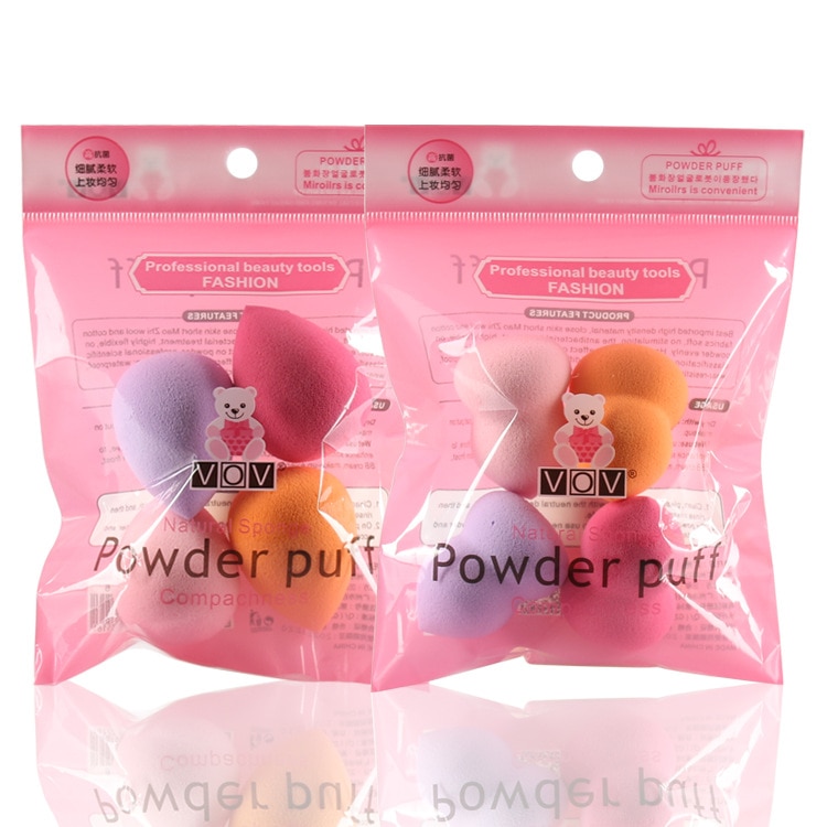 4 Pcs/set Sponge Water Shape Puff Face Makeup Reusable Cleaning Foundation Base Liquid Powder Sponge Cosmetic Tool