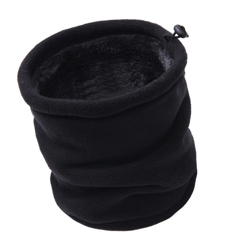 Polar Fleece Neck Tube Ear Warmer Gaiter Face Mask Headband Winter Thermal Warm Scarf for Camping Hiking Headwear Beanie Hat Cap: Double-layer Black
