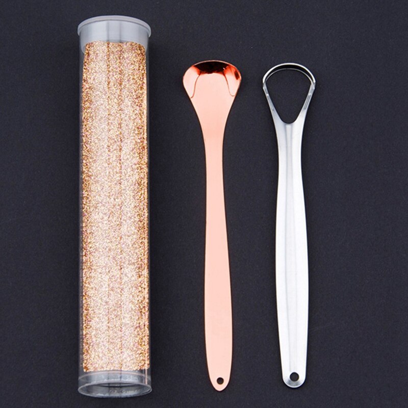 Nettoyeur de langue en acier inoxydable, 2 pièces par ensemble, brosse à langue réutilisable et , haleine fraîche, soins buccaux