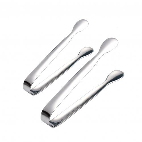 2Pcs Stainless Steel Ice Cube Sugar Tongs for Tea Party Coffee Bar Food Serving: Silver