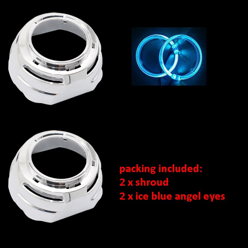 TAOCHIS 3.0 inch Bi-Xenon Projector Lens Shroud With Light Guide Angel Eyes Headlights for bi led Projector Lens: iceblue
