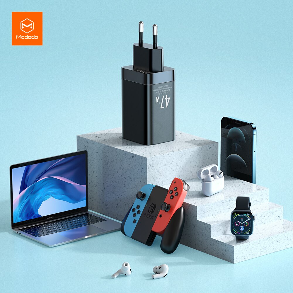 Mcdodo 47W Fast Charger Type C Pd Quick Charge 3.0 QC4.0 Eu Plug 2 Poorten Usb Voor Iphone Draagbare mobiele Telefoon Oplader