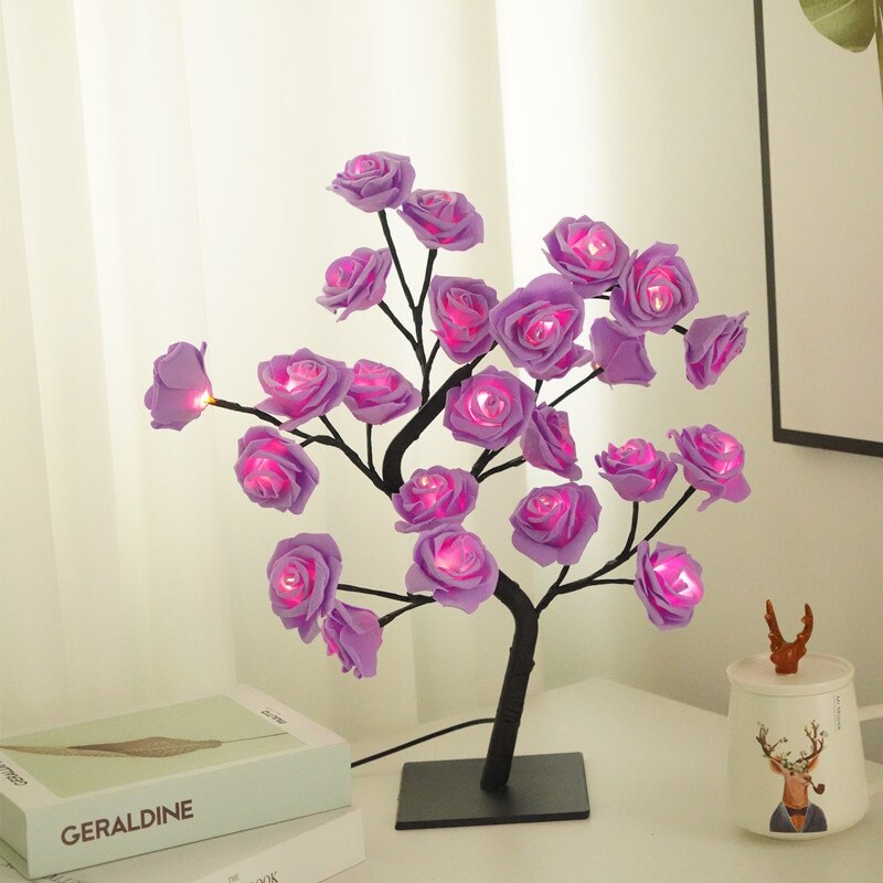 LED Night Light Rose Flower Tree Lamp For Home Decoration Flower Lighting Party Wedding Decoration USB Powered: 5