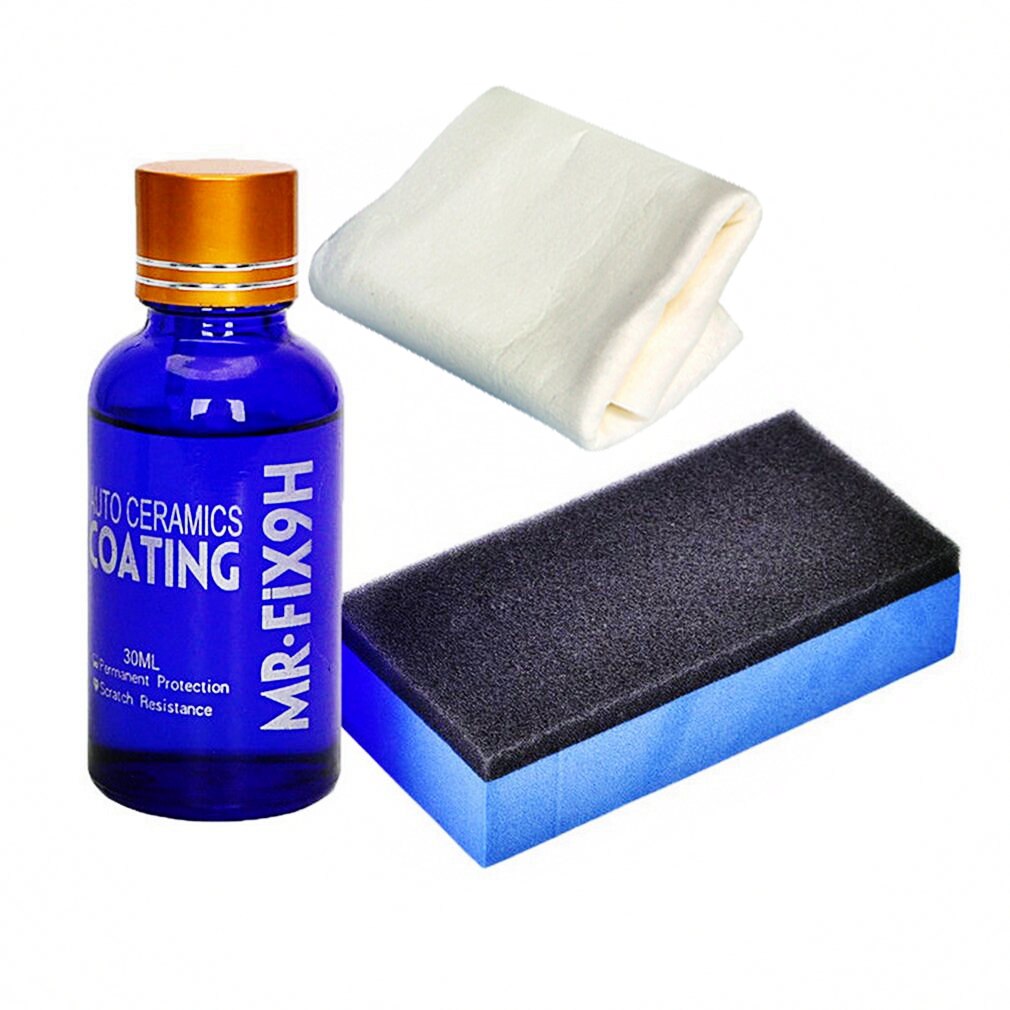 Capa de cerámica líquida para coche 9H 30ml, conjunto de revestimiento de vidrio superhidrofóbico, polisiloxano, Nano materiales, agente de pulido para coche: without box