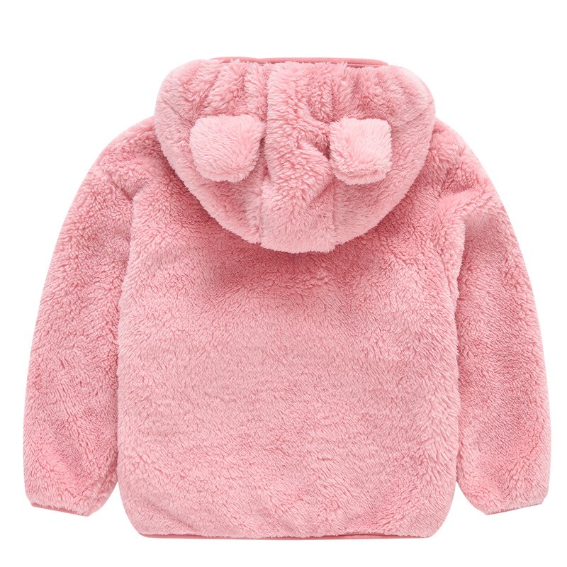 Baby Winter Jas Kleding Met Leuke Oor Baby Jongens Meisjes Lange Mouwen Rits Jas Effen Katoen Hooded Warme Jas pluche Uitloper