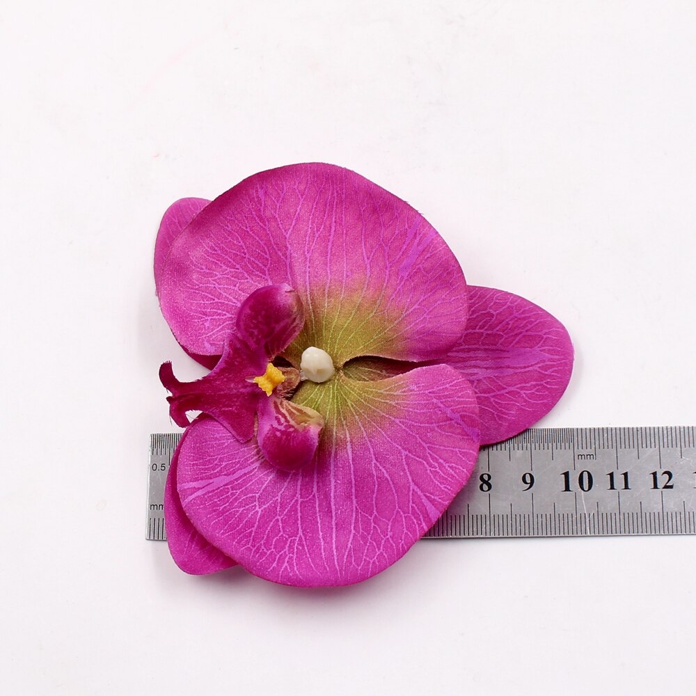 2 stk/parti 10cm store stof sommerfugle orkidé phalaenopsis blomsterhoveder boligdekoration diy multi-brug kunstig blomst