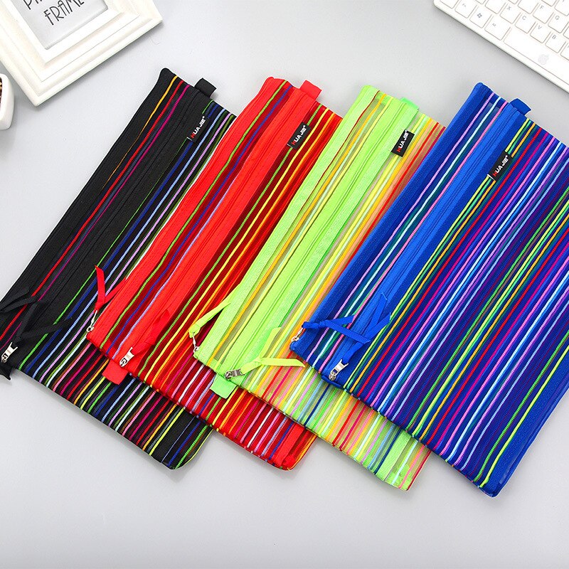 Mesh zipper bag A6/A5//B5/A4 grid bag file bag data include double-layer student test paper receiving file organizer folder