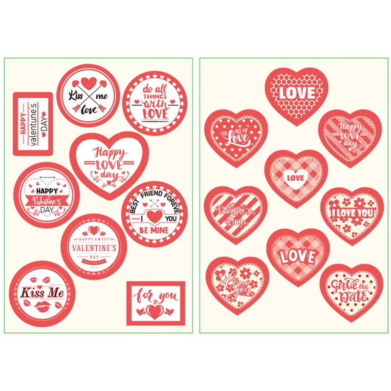 20 Sheets Valentine's Day Wrapping Stickers Heart-... – Grandado