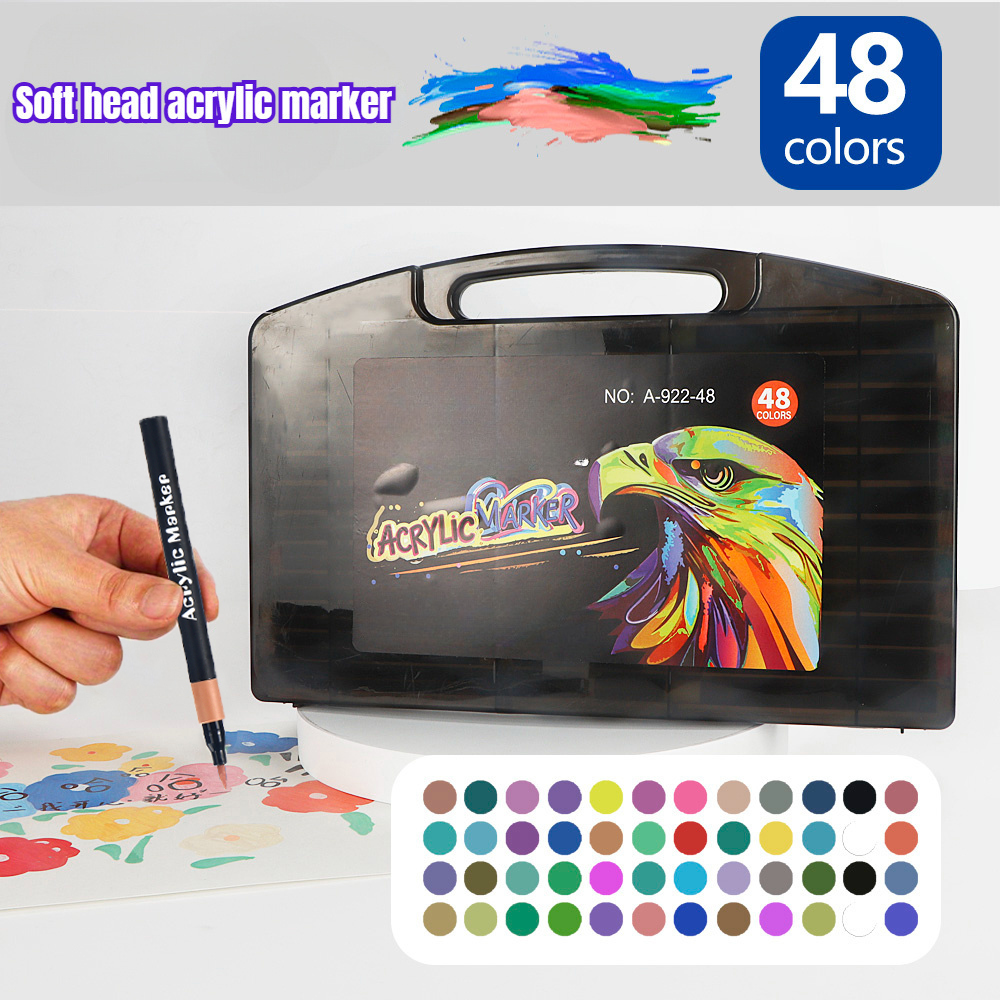 12/24/36/48 kleuren waterbestendige acrylmarkers voor het beschilderen van hout en steen, ideaal voor doe-het-zelf kunstprojecten voor studenten, schoolbenodigdheden: Bordeauxrood