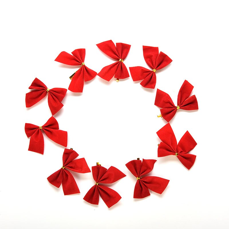 12/24 st röd julgran rosett dekoration grannlåt år prydnader jultomten juldekoration tillbehör