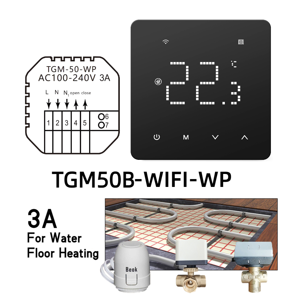 Beok Tuya Wifi Thermostat Underfloor Heating System Thermoregulator for Electric Heating Gas Boiler with Alexa Google Home: light green