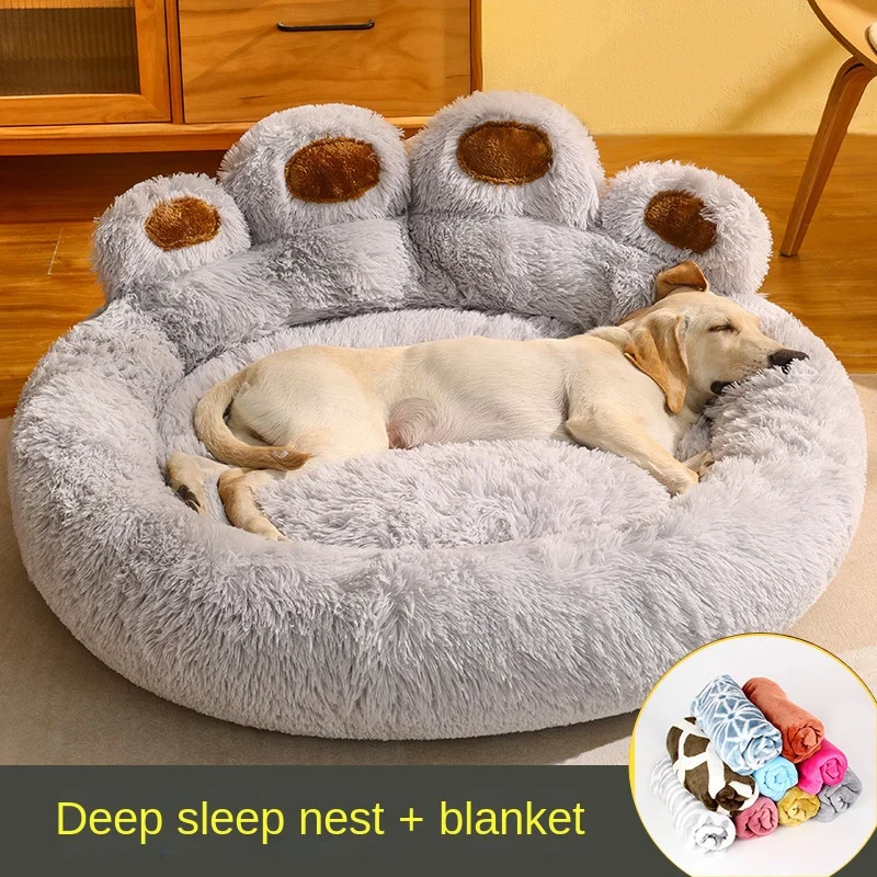 Polymères de chenil en peluche pour chiens, coussin de couchage pour grands chiens, coussin de caisse pour un sommeil profond, fournitures pour animaux de compagnie, accent d'hiver: XL / Black