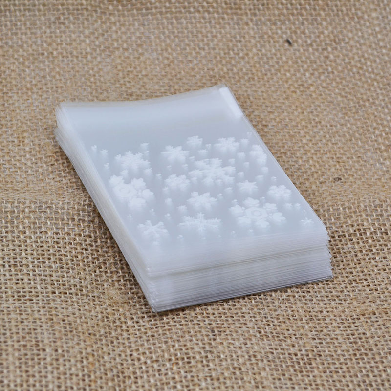 50 stks 100 stks Witte Sneeuwvlok Plastic Bag Transparante Cellofaan Bakken Snoep Koekje Tas Voor Wedding Christmas Party Supply