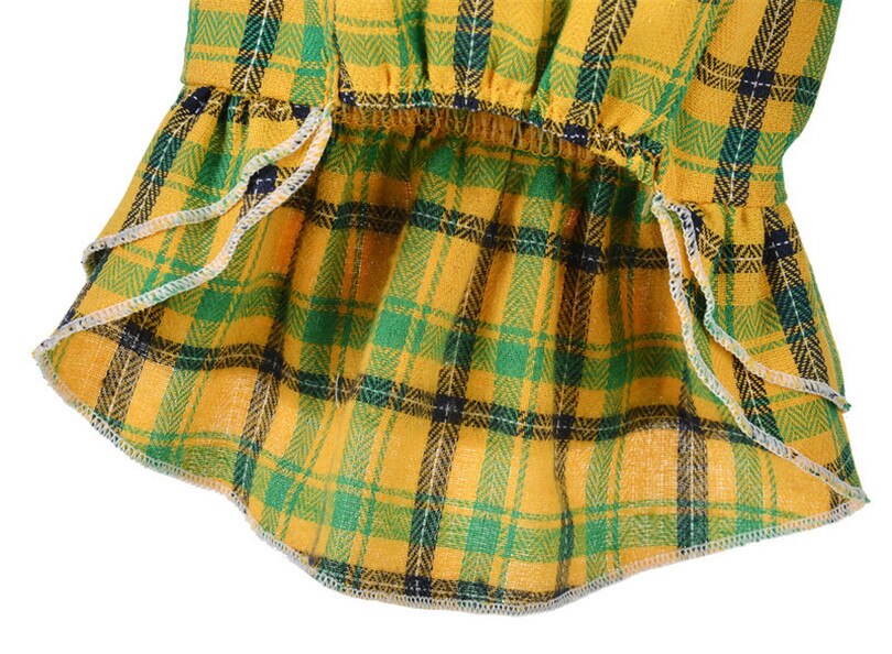 Puppy Plaid Dog Dress with Pearl Button Cute Dog Skirt Pet Cat Princess Apparel Clothes Party Dress for Small Dogs Robe Chien