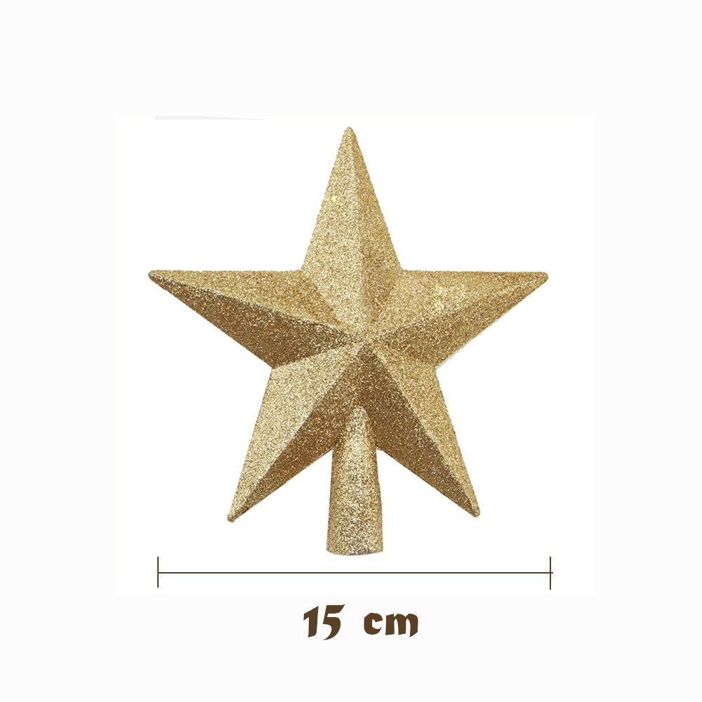 Decoración superior de estrella de cinco puntas para árbol de Navidad, suministros de de año , decoraciones para el hogar, 15/20Cm: 15CM  Gold