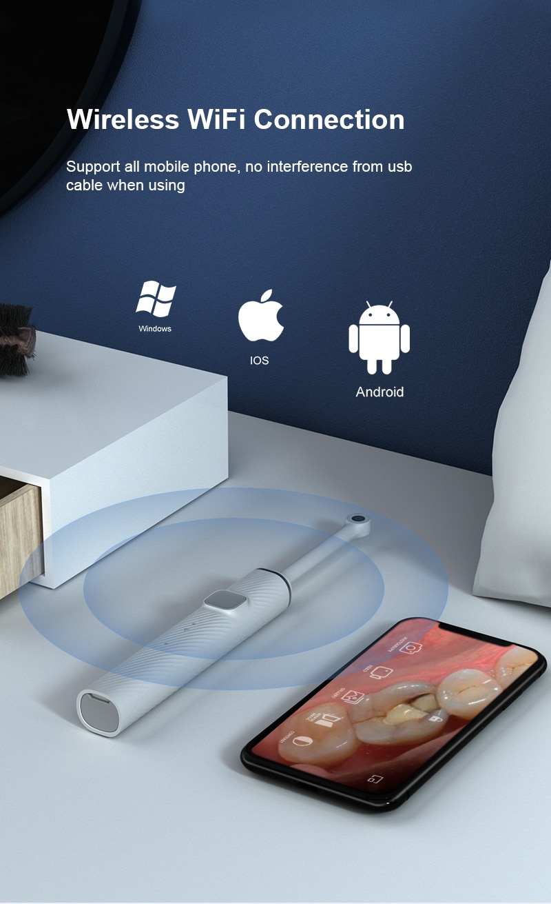 Drahtlose Wifi Oral Zahn Endoskop 8 einstellbare LED-leuchten Intraorale Kamera HD Video Für ios Android Zähne Inspektion endoskop