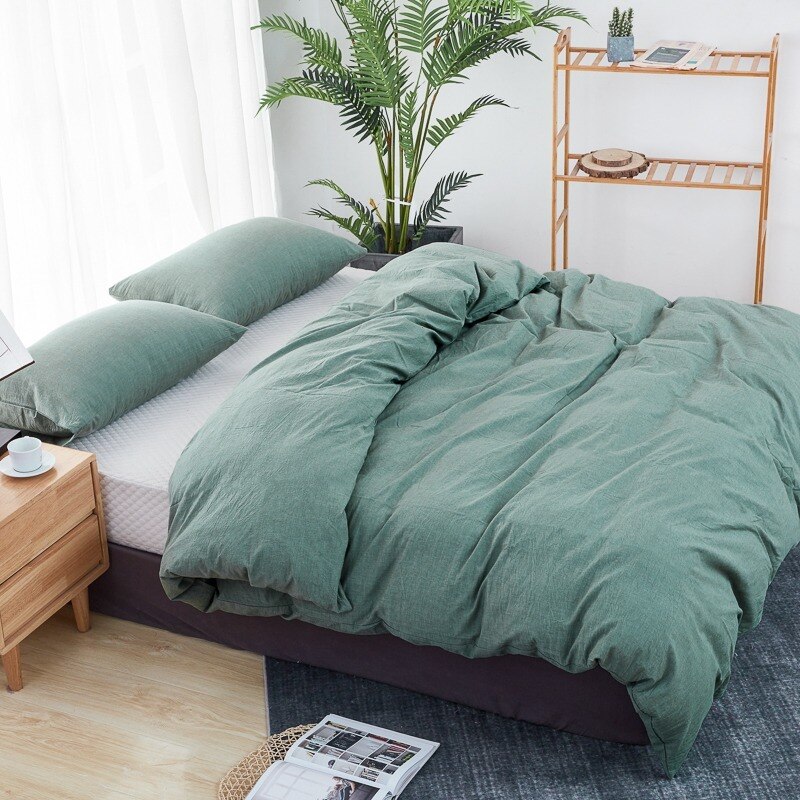 Yaapeet 1pc katoenen effen dekbedovertrek lichtblauw dekbedovertrek ademend warm bedbescherming zonder kussensloop: Kleur 2 / 220240cm