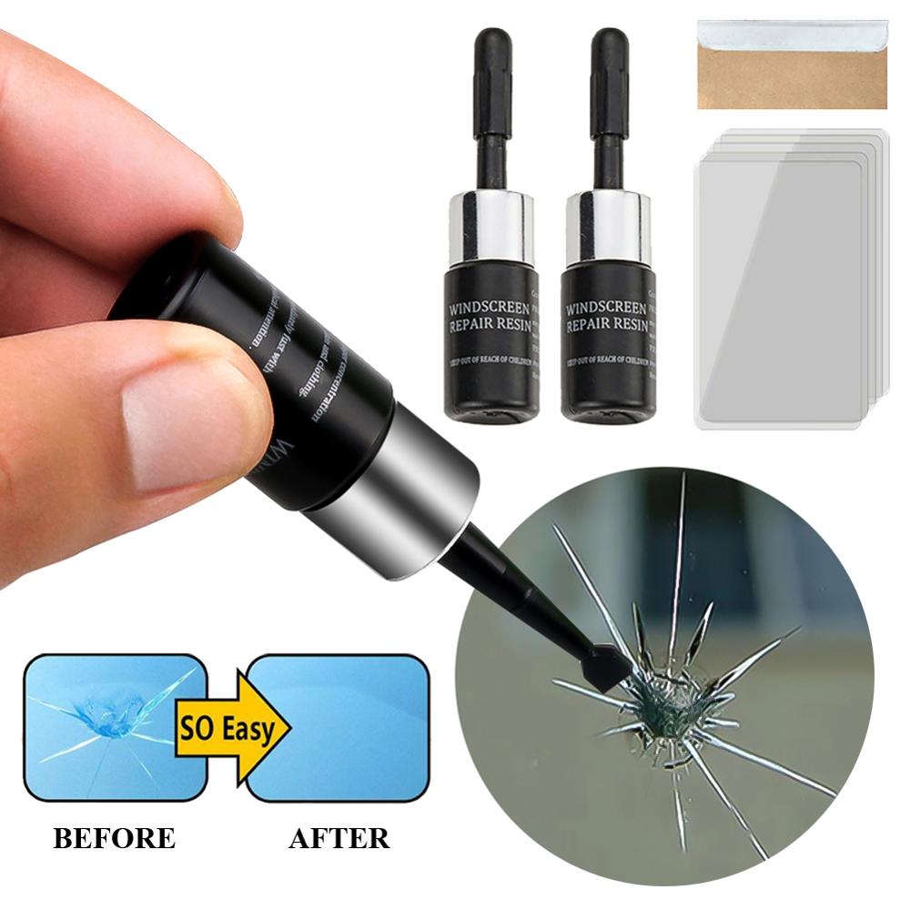 Líquido de reparación de cristal para coche, herramienta de reparación de parabrisas, parabrisas para arañazos de cristal, Chip de grietas, recuperación con hoja de rayas, L2, 2 uds.