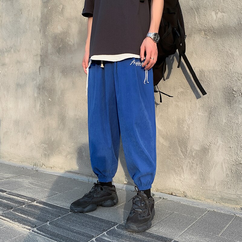 Streetwear bukser menn bukser ankellange løs hofte hopp bukser herre harem joggere uformelt joggebukser menn bukser til menn: Kinesisk størrelse m / Blå