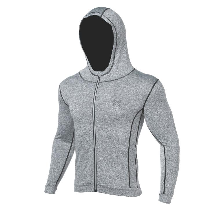 HAMEK Jongens Running Hooded Jassen Kids Strakke Dunne Jas Basketbal Voetbal Outdoor Fitness Jassen Reflecterende Streep Zip Snelheid Droog: Grijs / XS