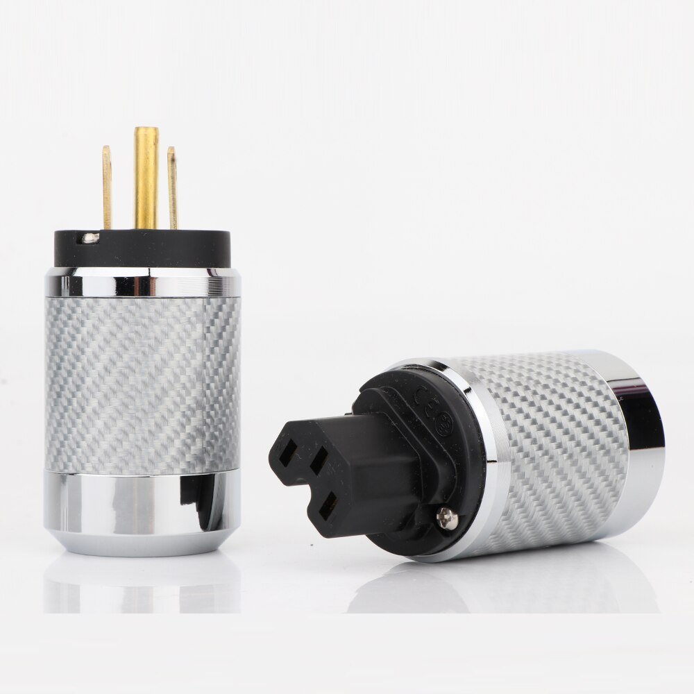 WCF4-G Hi-End Carbon Fiber Gold Plated With gasket US Power Plug IEC Connector Female male Plug HIFI DIY Mains Power Connector