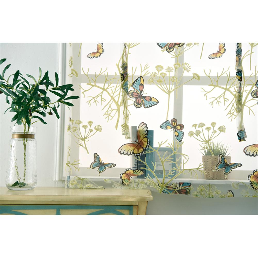 Cortina romana para decoración del hogar, cortina de tul transparente con de mariposa, cortinas cortas para ventanas de cocina, cenefas de sala de estar