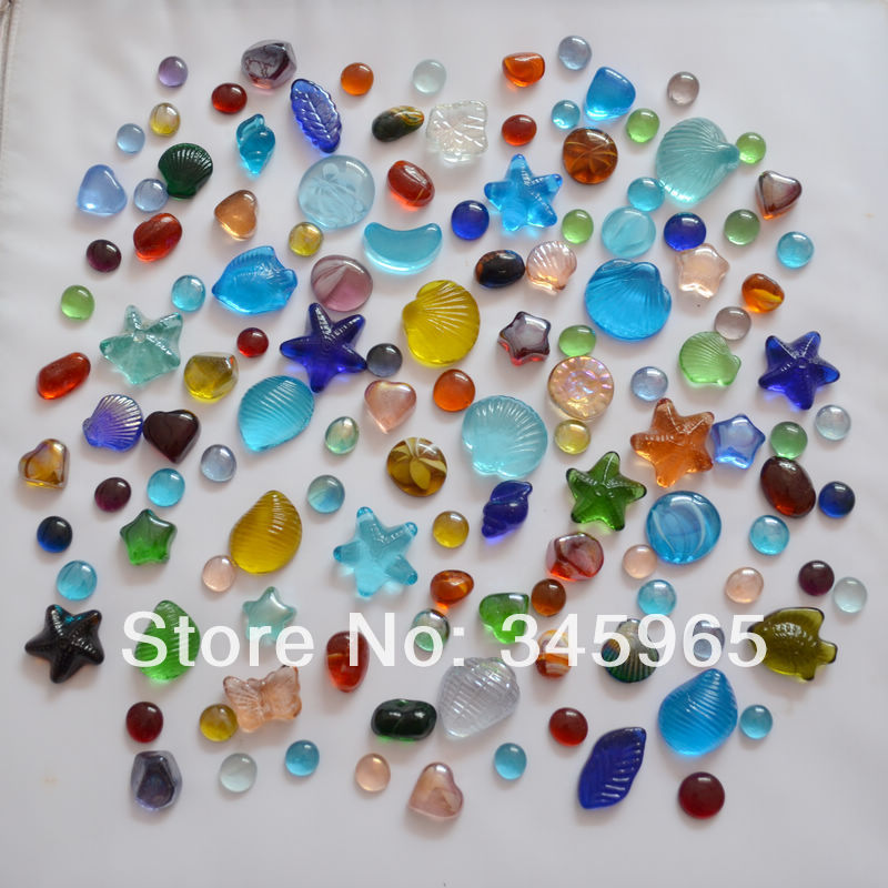 mix gekleurde glazen stenen in verschillende vormen aquarium aquarium glas kralen geplaveide voor home decoraties 500G