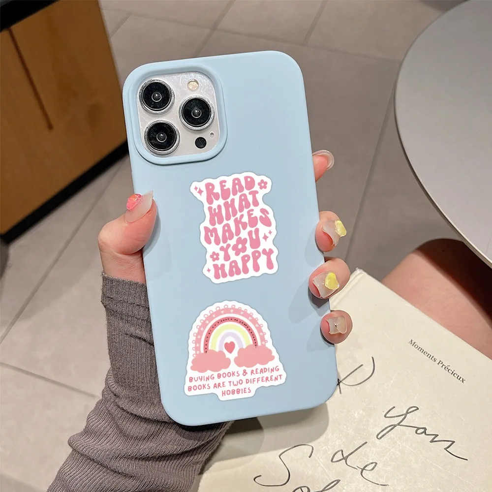 10/30/60pcs Roze Bookish Stickers Leesboek Decals voor DIY Notebook Scrapbooking Laptop Telefoon Waterfles koffer