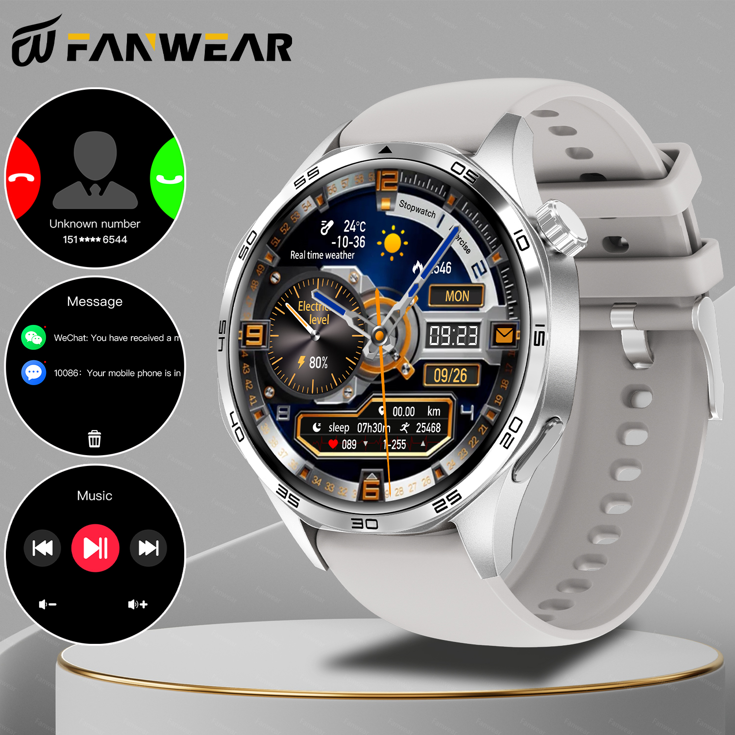 2025 novo relógio inteligente esportivo masculino para huawei relógio gt5pro gps trajetória bússola 100 + modo esportivo nfc bluetooth chamada ai voz: Preto