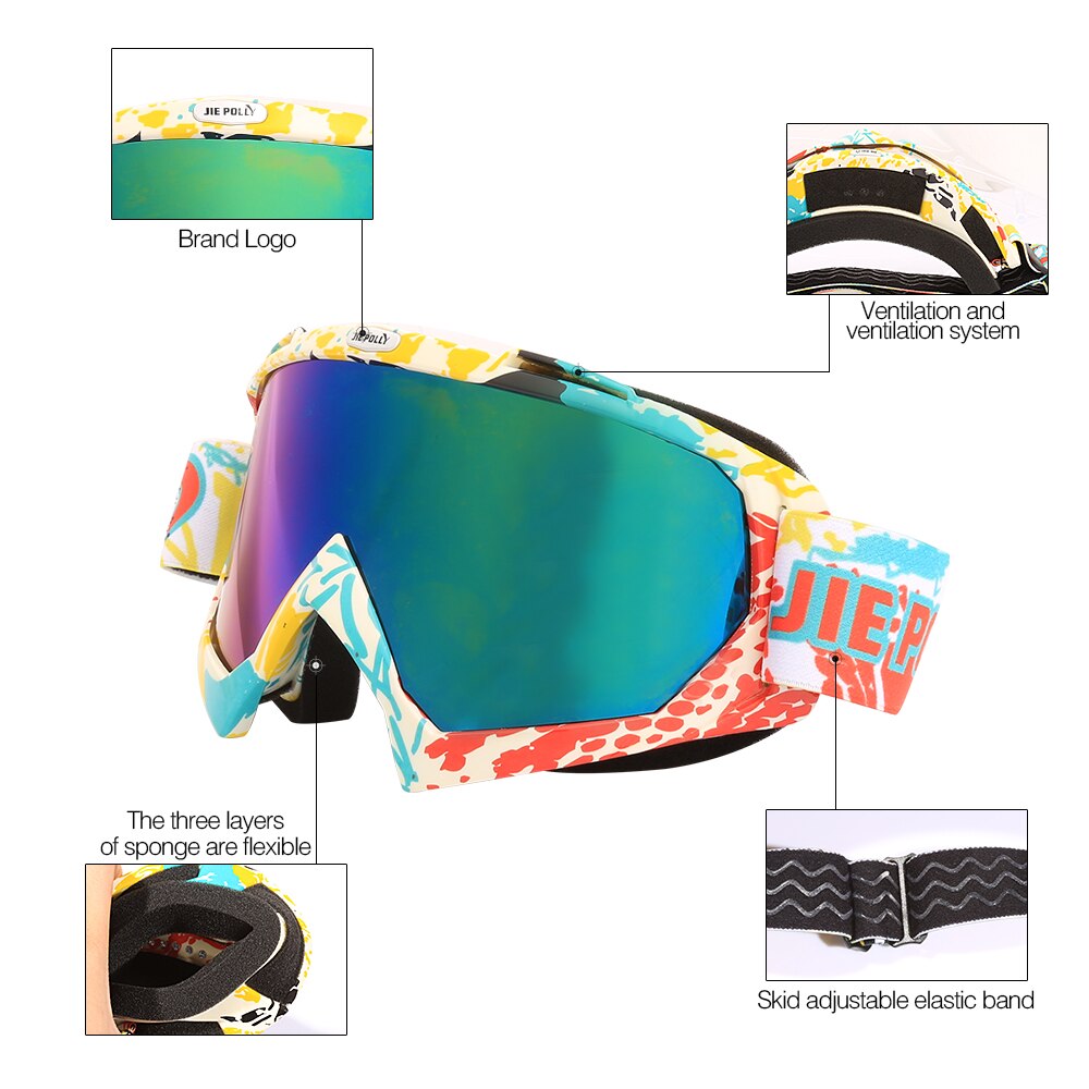 Okulary narciarskie jiepolly, gogle narciarskie, snowboardowe, okulary przeciwsłoneczne robić skuterów śnieżnych, okulary robić jazdy na łyżwach, okulary wielokolorowe, przeciwmgielne