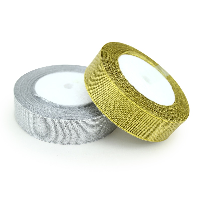 (25 Yards/Roll) Goud En Zilver Verpakking Lint Wedding Shiny Linten