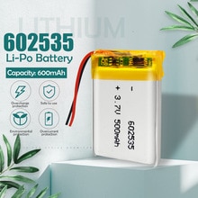3,7 v 600mah 602535 062535 Lithium-ionen Polymer li ionen Akku Für DVR GPS MP4 Tachographen bluetooth kopfhörer batterie