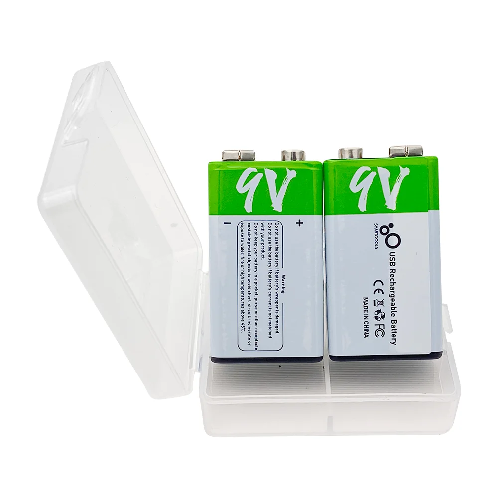 Batteria ricaricabile USB 9V-agli ioni di litio, 650mAh, ricarica di tipo C, ricarica rapida 1.5h, li-ione