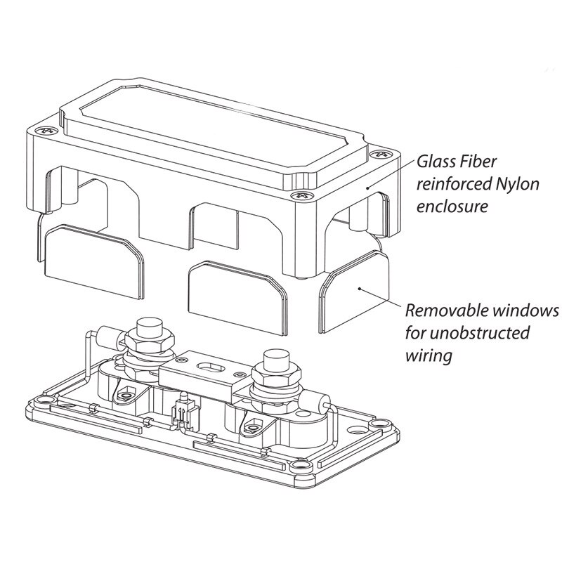 Heavy-Duty Module Bus-Bar Box Terminal Board 300A with 4 Terminal Studs Car Styling Highest amperage rated bus bar
