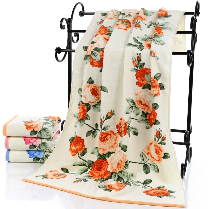 70*140 cm Bloemmotief Katoenen Handdoeken voor Volwassenen Strand Badstof Handdoeken Badkamer Bloem Badhanddoek Serviette de Bain