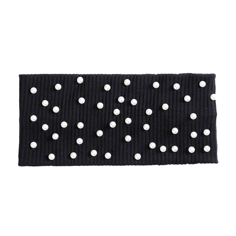 Molans Winter Effen Kleur Brede Tulband Gebreide Katoenen Haarband Parel Hoofdband Voor Vrouwen Meisjes Elastische Haarbanden Accessoires: A