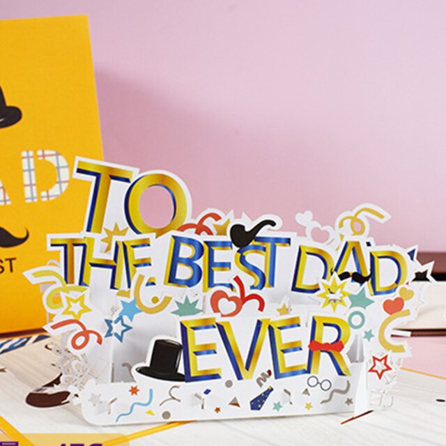 Tarjeta 3D del Día del Padre, tarjetas de felicitación de cumpleaños Pop-Up para el mejor papá, abuelo con sobre para tarjetas de para papás: Default Title