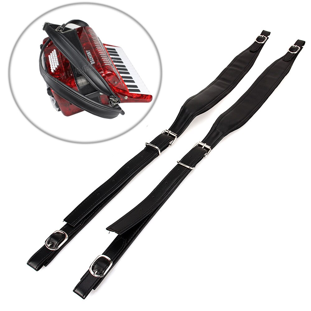 2pcs Thick Adjustable Acoustic Electric Bass Accordion Leather Shoulder Straps set For Retro Thick 80 96 120 Bass Accordion
