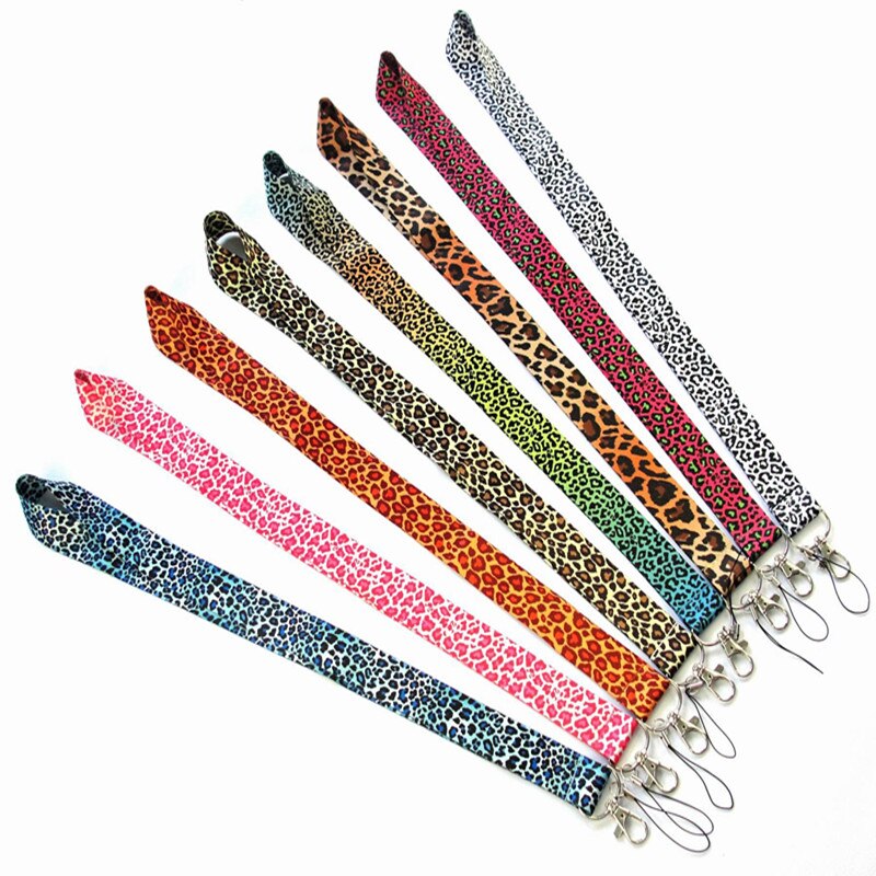 Leopard Print Phone holder Key Lanyard Cheetah ID Badge Holders Animal Phone Neck Straps with Keyring Mobile Phone Accessories
