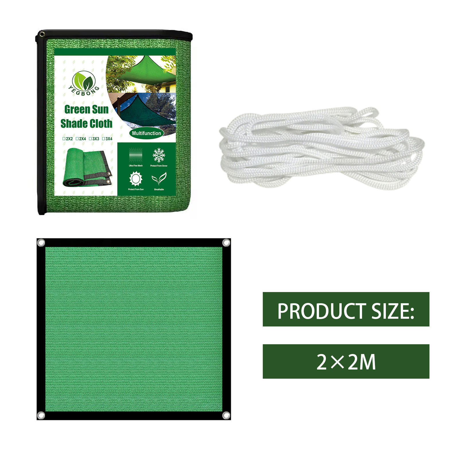 Green Sunshade Net Thickened Pool Car Awning Terrace Canopi Outdoor Shading Net Shade Net Sun Shade Cloth Sunscreen Net: 2x2m