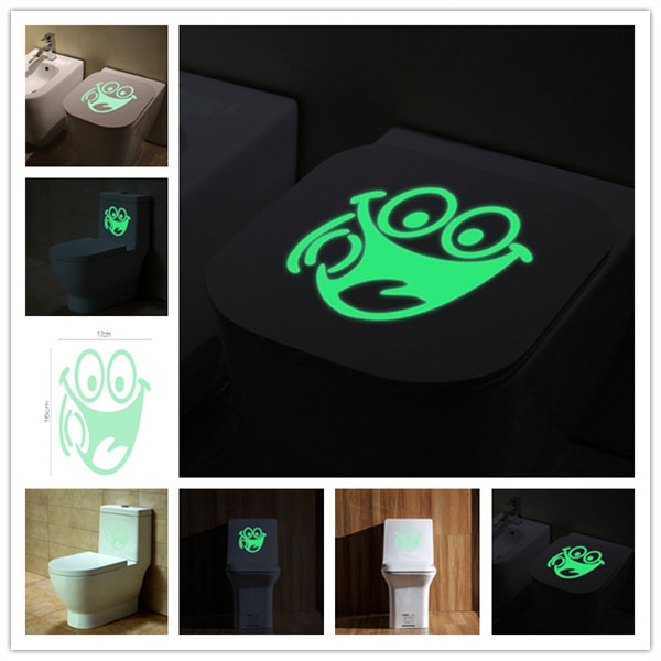 Luminoso WC 13 g pared baño pegatina impermeable signo de puerta que brilla en la oscuridad fluorescente póster pegatinas baño pegatinas de baño