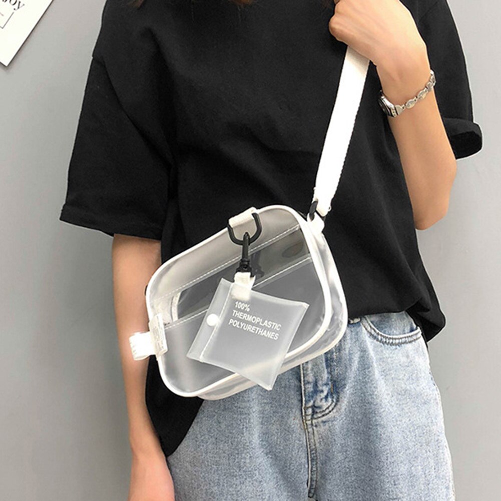 Causual Pvc Transparant Clear Vrouw Crossbody Tassen Schoudertas Handtas Jelly Kleine Telefoon Zakken Met Kaarthouder Brede Bandjes Flap