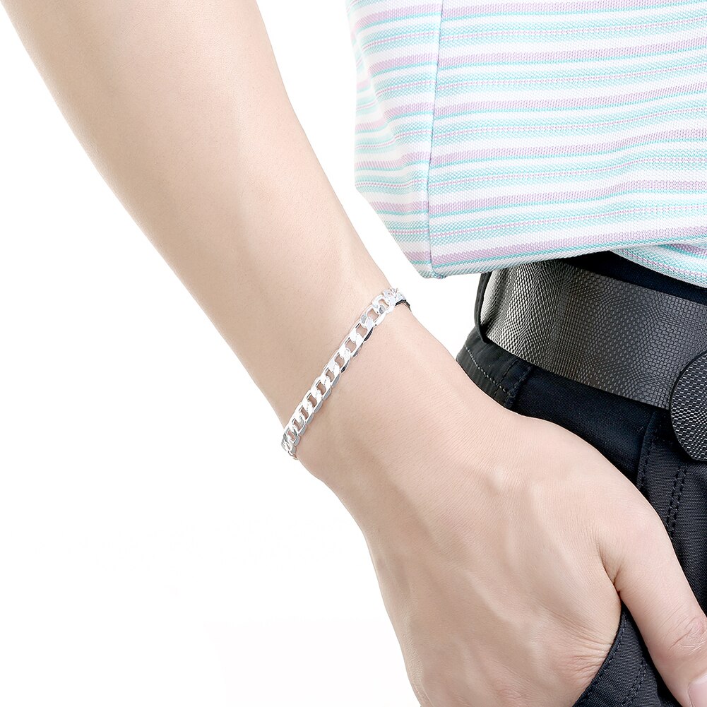 Conjunto de joyería de compromiso para mujer y hombre, joyería clásica de sello de plata de 6MM, cadena geométrica, collares, de , boda, 925