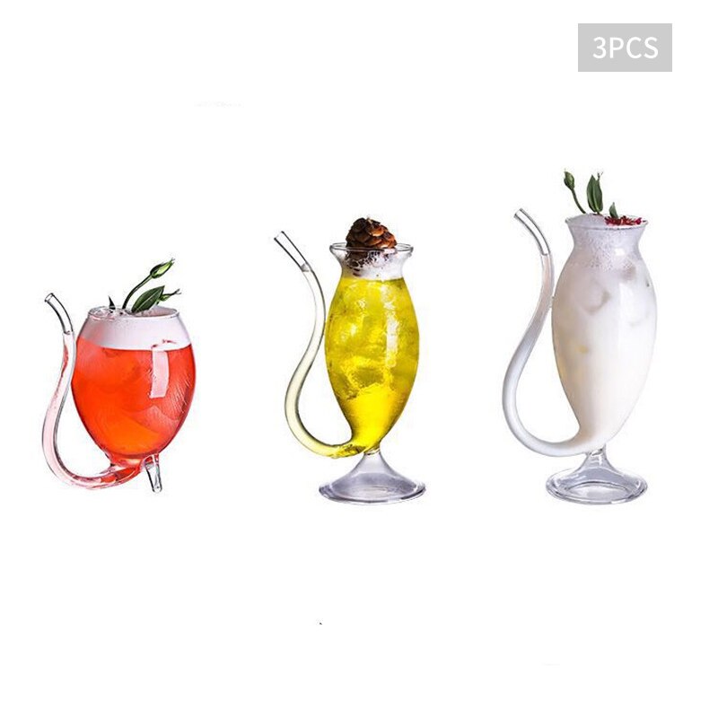 1/3 stk cocktail vinglass gjennomsiktig karaffel innebygd halmbeger restaurant juice krus hjem kopp bar vin verktøy tilbehør: 3 stk