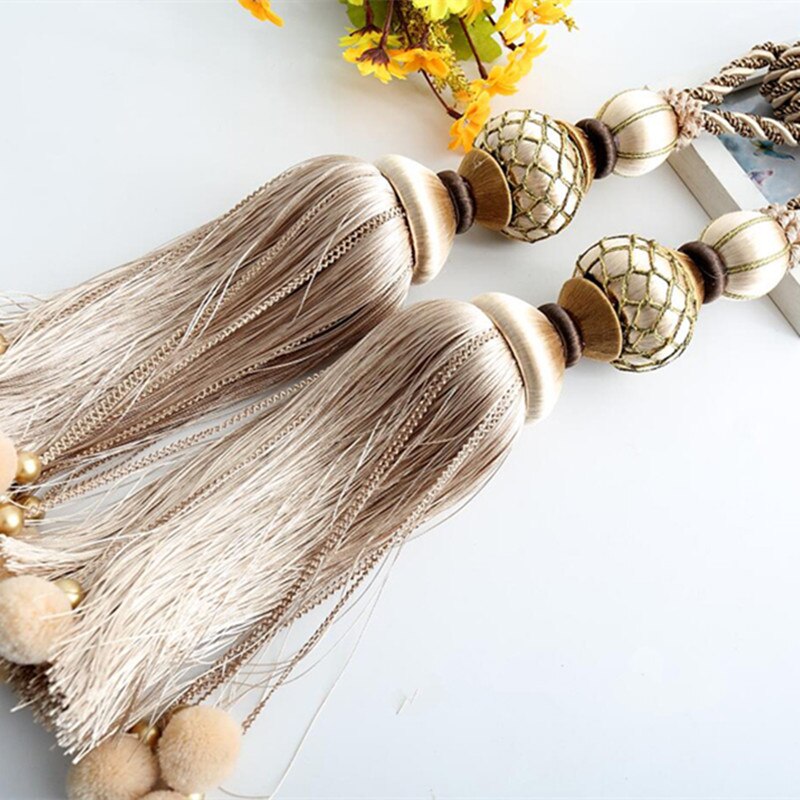 Embrasses de rideaux à Pompons, 2 pièces, cordes à franges, boules de ceinture suspendues, boucle de rideau, fermoir, accessoires