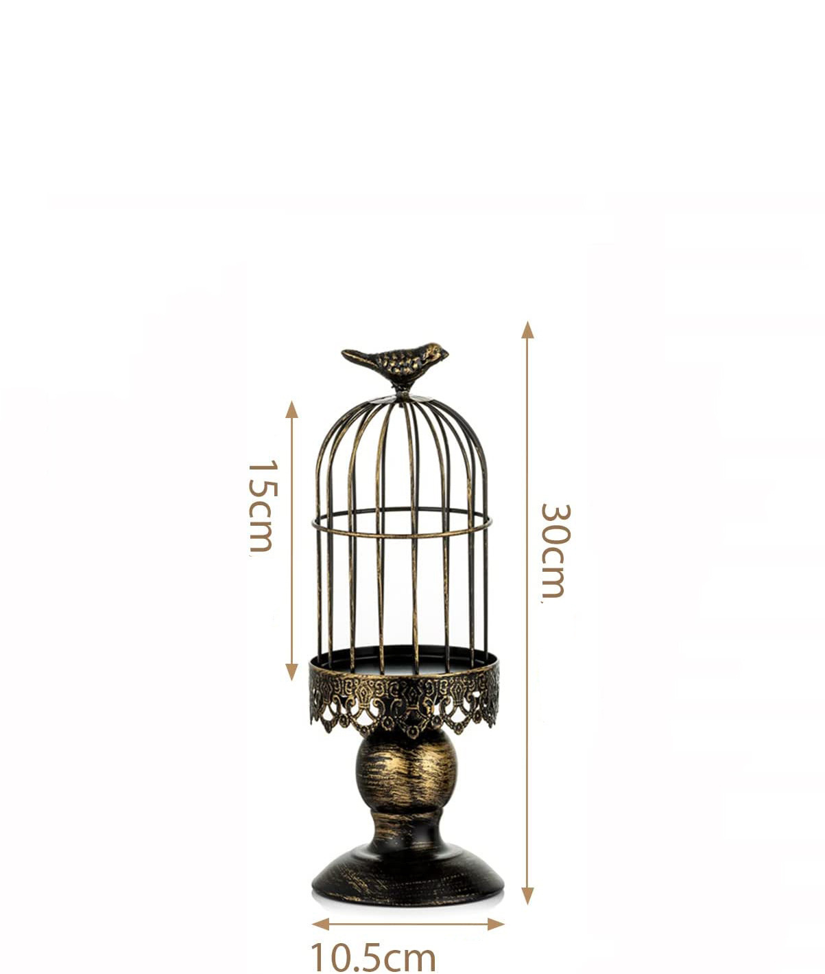 Candelabro de jaula de pájaros Retro , portavelas de hierro de estilo europeo, accesorio de restaurante de boda, decoración romántica de mesa de cena: Dorado
