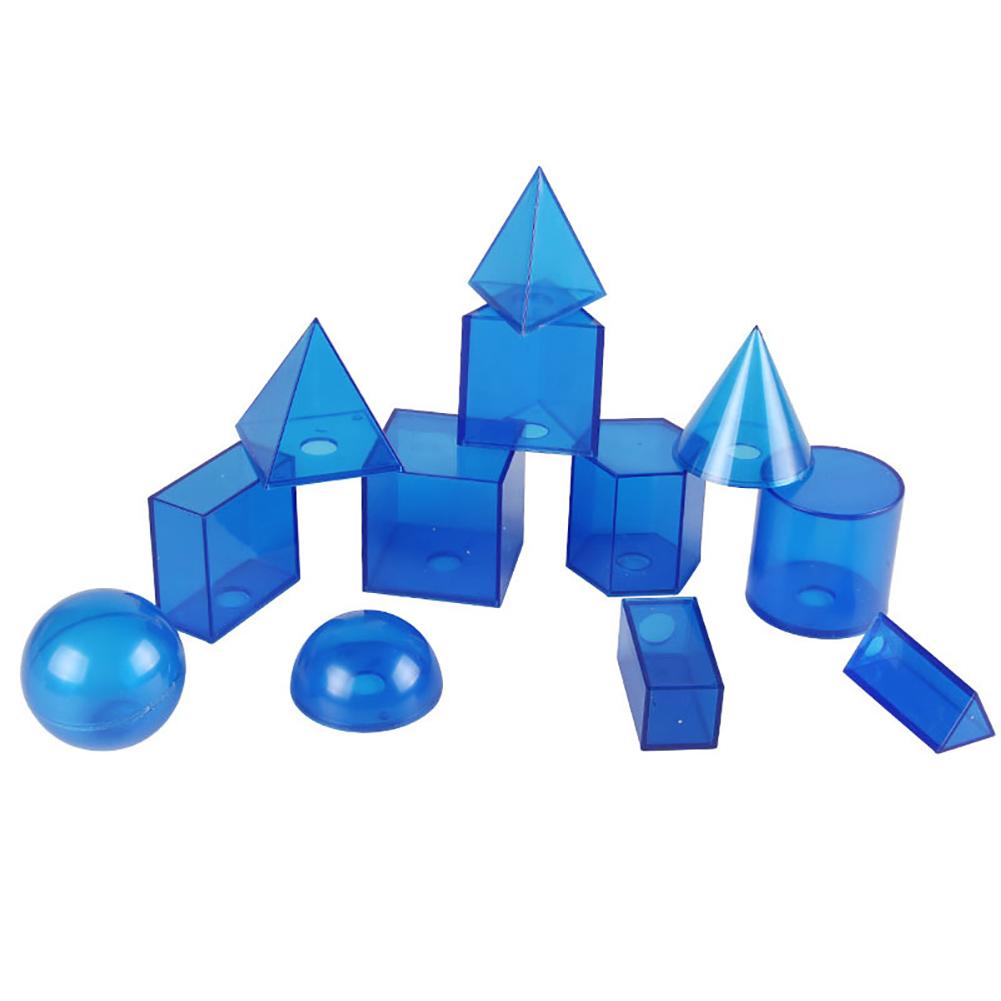 12 stk/sæt transparent 3d geometriske faste stoffer model aftagelige læremidler hjælpelegetøj udforske geometri volumen andre matematiske begreber: Default Title