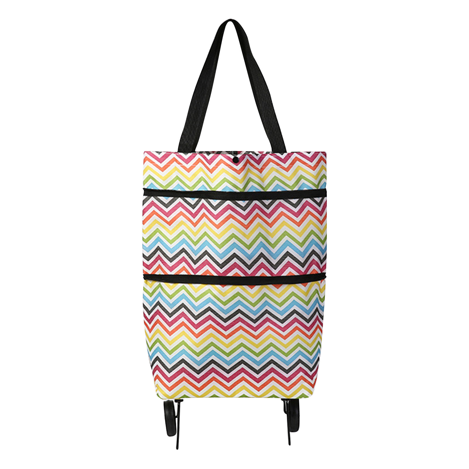 2-in-1 Foldable Shopping Cart Bag-Convertible Wheeled Trolley To Shoulder Bag Waterproof Oxford with Stand for Grocery/Market: DEEP BLUE